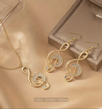 Elegant Musical Note Necklace & Earrings Set