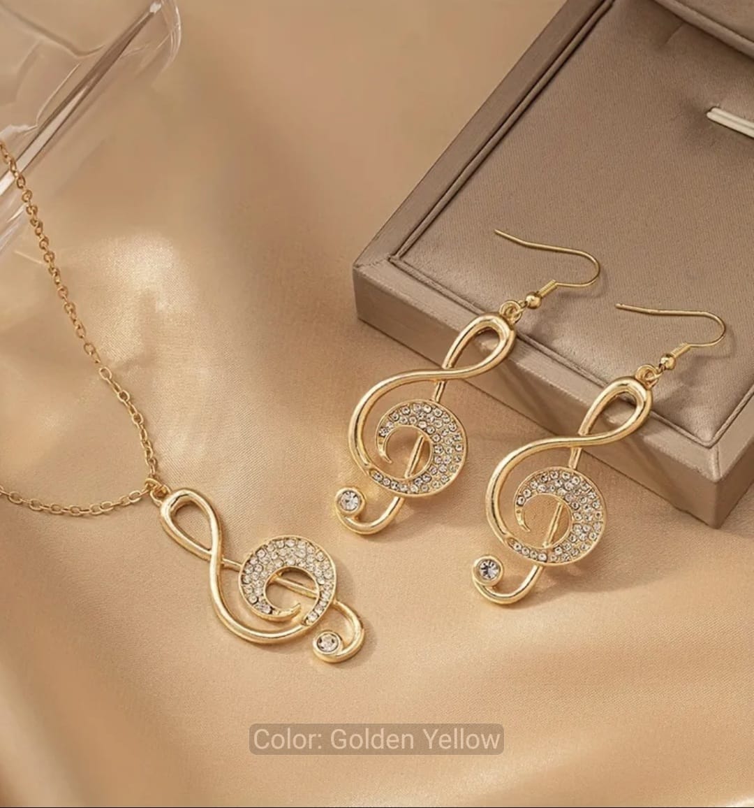 Elegant Musical Note Necklace & Earrings Set