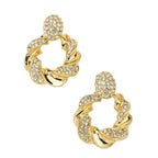 European Rhinestone Metal Twist Circle Earrings