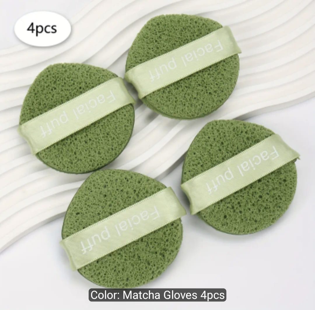 4Pcs Matcha Tea Facial Exfoliating Sponges