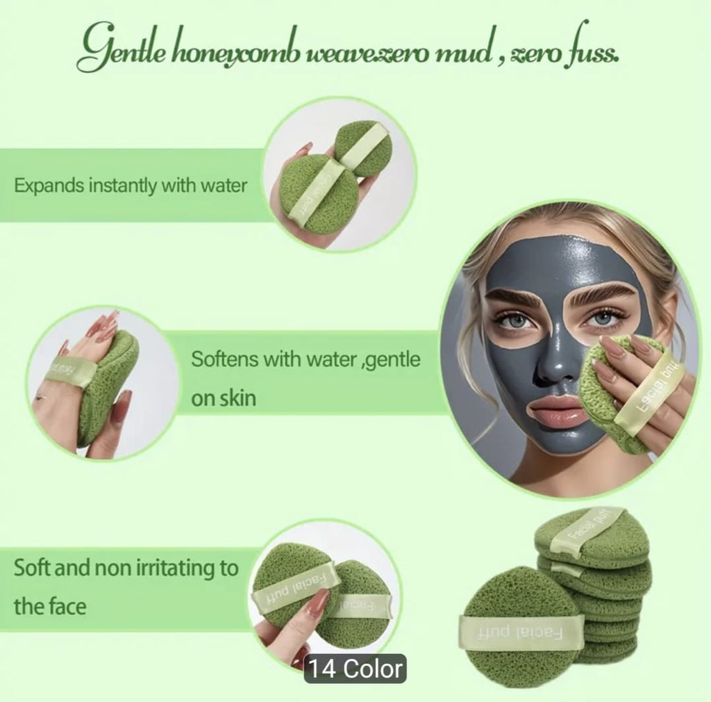 4Pcs Matcha Tea Facial Exfoliating Sponges
