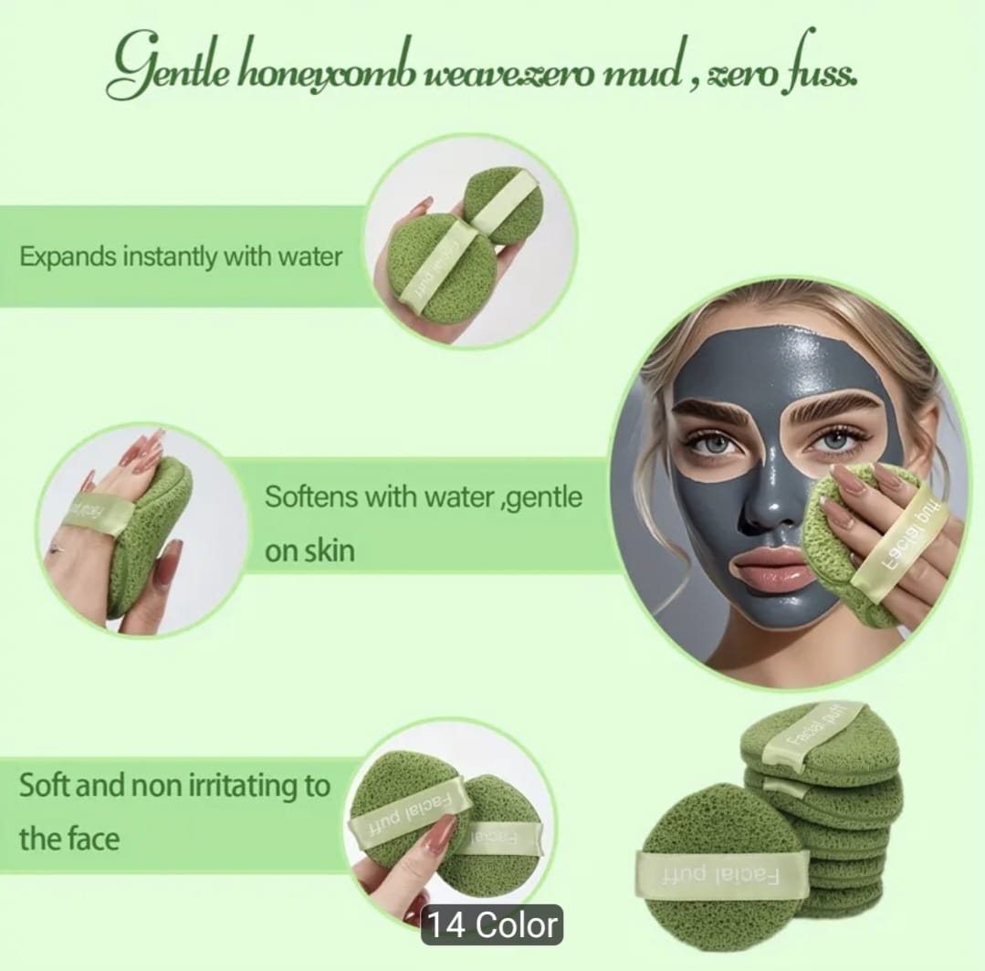 4Pcs Matcha Tea Facial Exfoliating Sponges