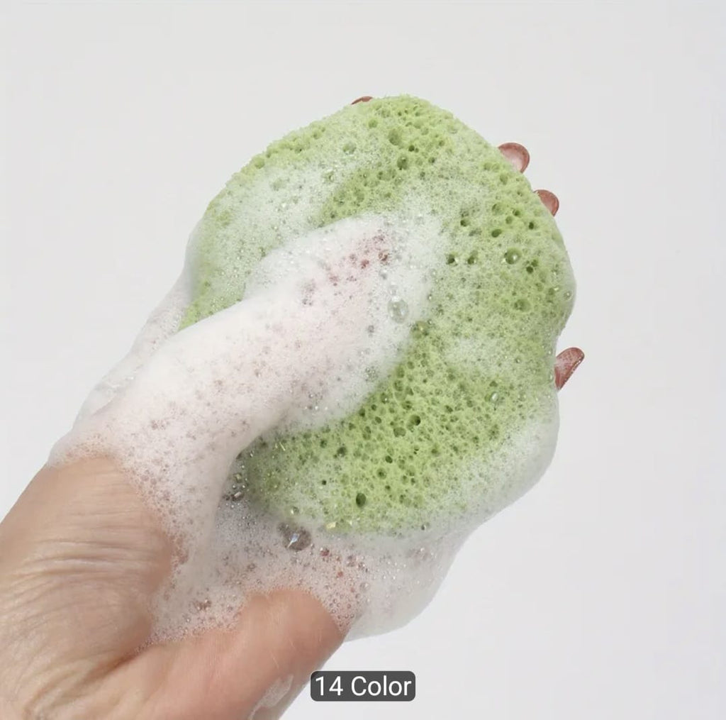 4Pcs Matcha Tea Facial Exfoliating Sponges