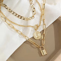 Vintage Hip-Hop Layered OT Buckle Necklace Set